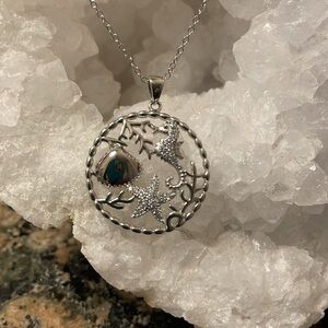 Nautical Sterling Silver Pendant. Sparkling Crystals. Retail 155.00 NWT